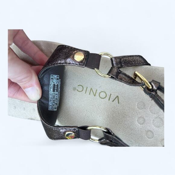 Vionic Women's Kirra Bronze Metallic Thong Sling Back Comfort Sandal size 9.5 - Picture 6 of 12